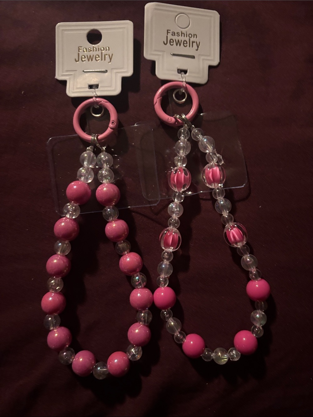 Fashion Jewelry Pink Beaded Phone or Bag Charm